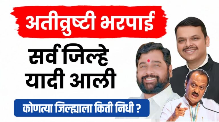 अतीव्रुष्टी-भरपाई सर्व जिल्हे यादी आली, कोनत्या जिल्ह्याला किती मदत